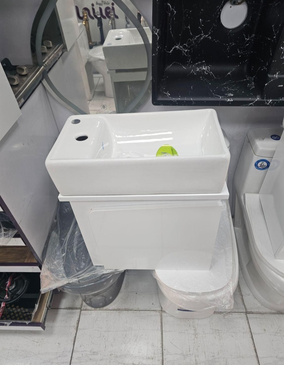 روشویی کابینتی شیر بغل 45 در 25 pvc