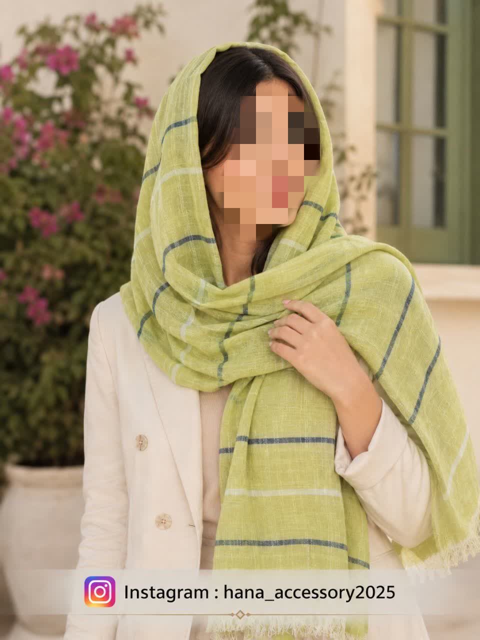شال لینن با ایستایی سبز