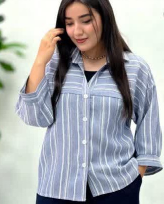 شومیز راه راه آبی