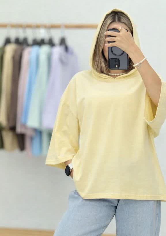 تیشرت کلاهدار لیمویی