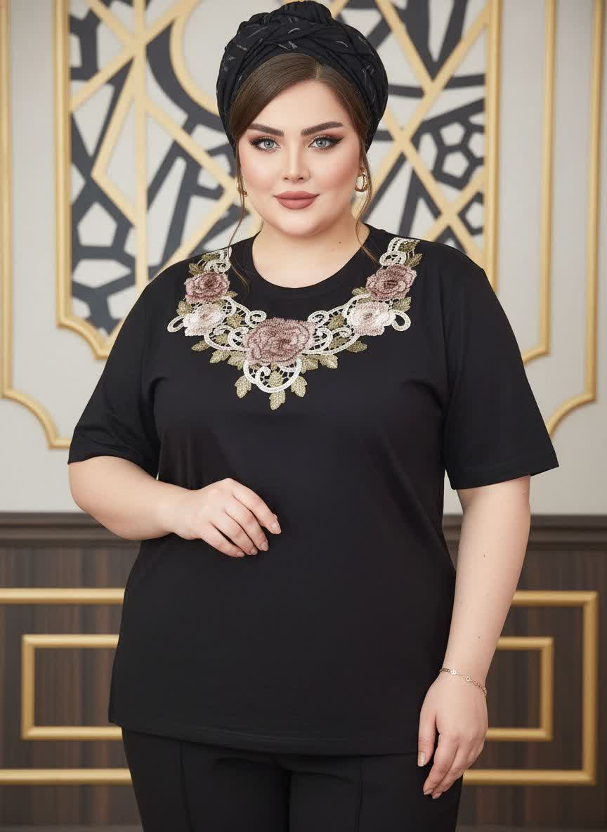 شومیز یقه گل برجسته