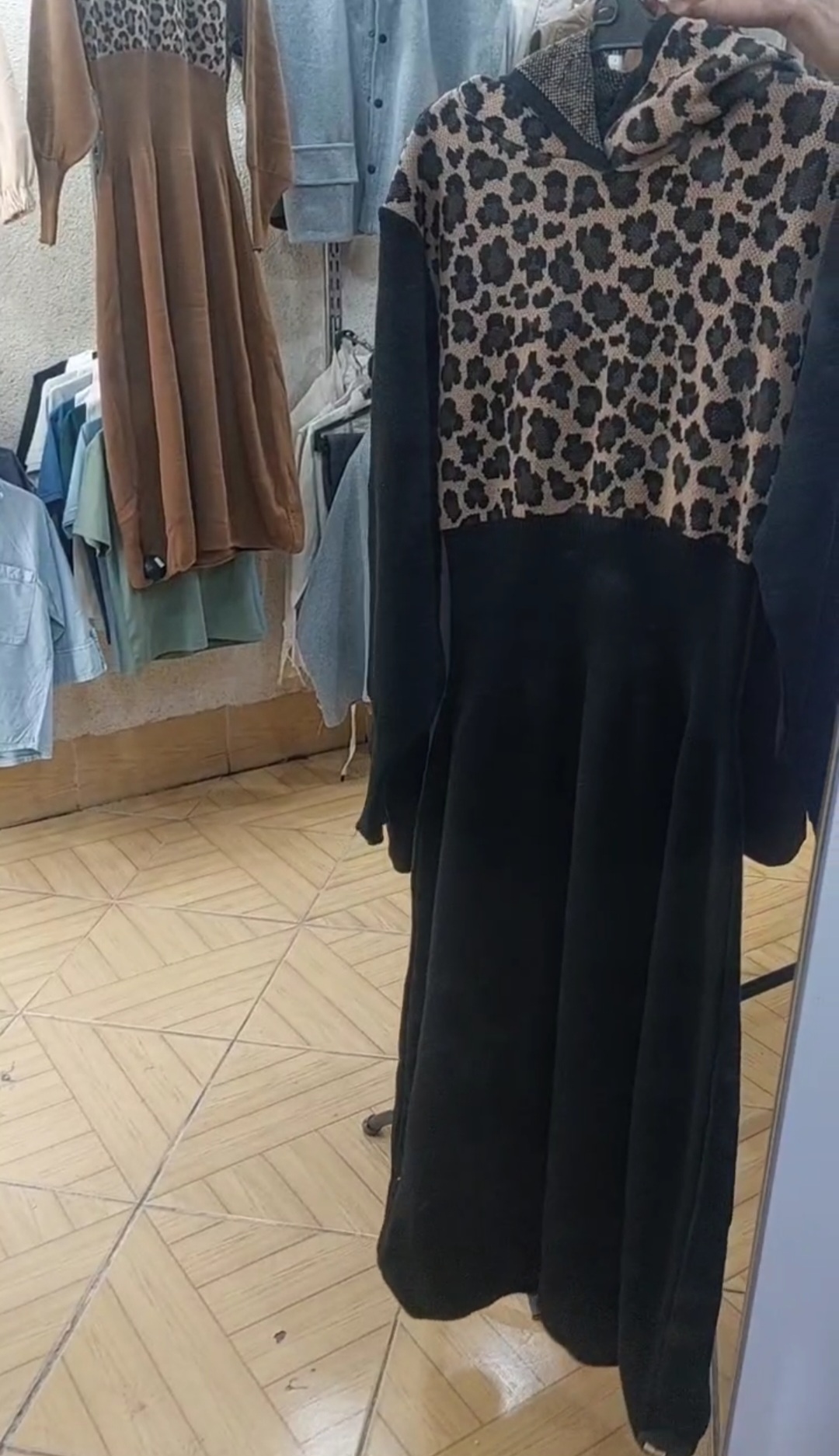 پیراهن پلنگی بافت مدل ساعت شنی