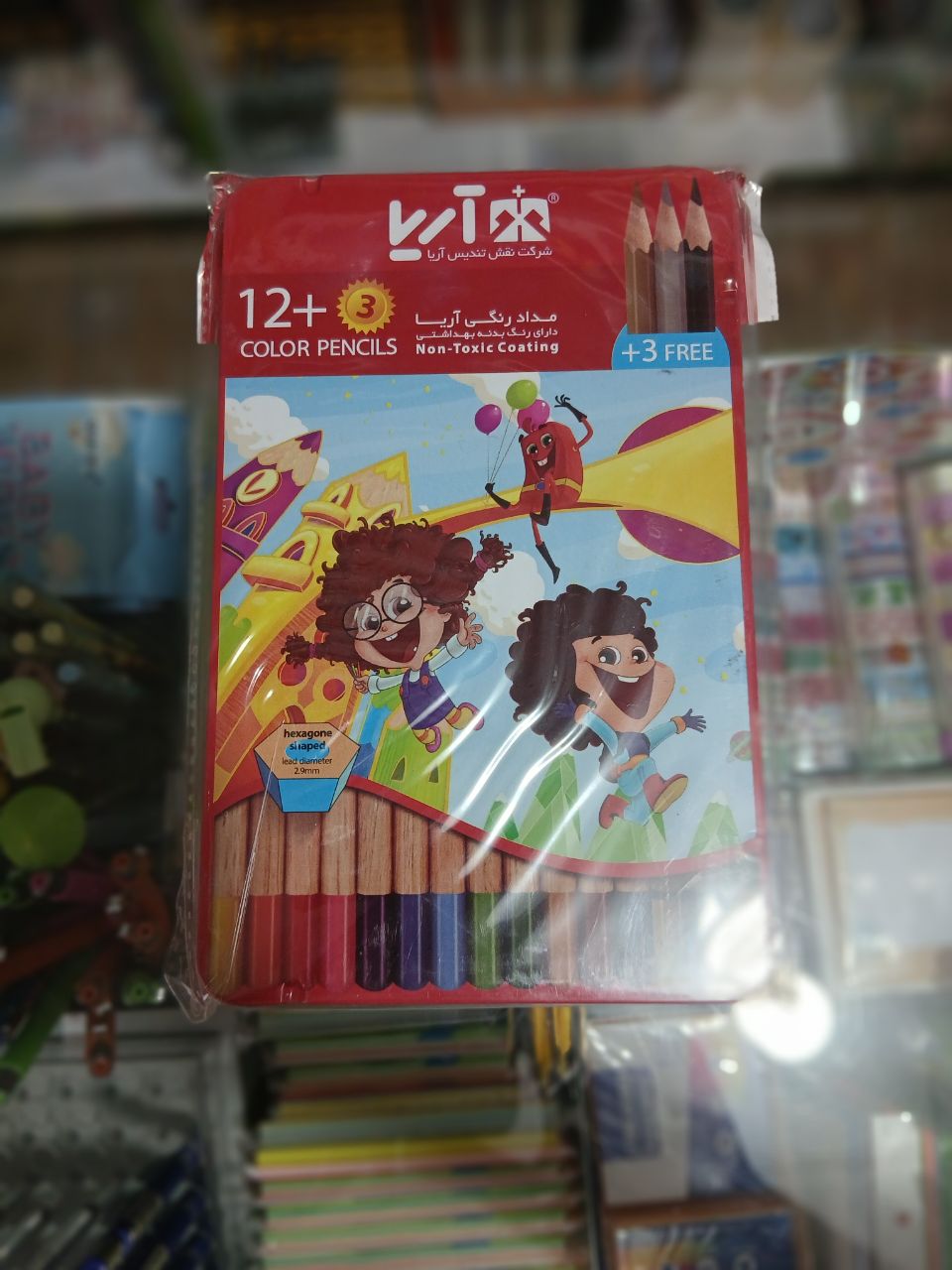 مداد رنگی 12 رنگ جعبه فلزی آریا (Arya)