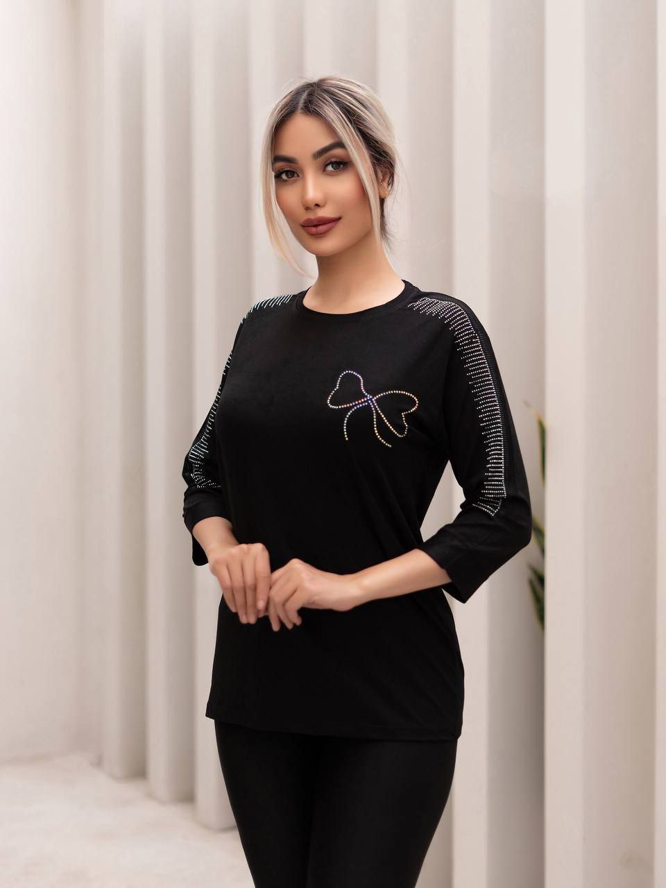تیشرت استین 3 ربع نگینی