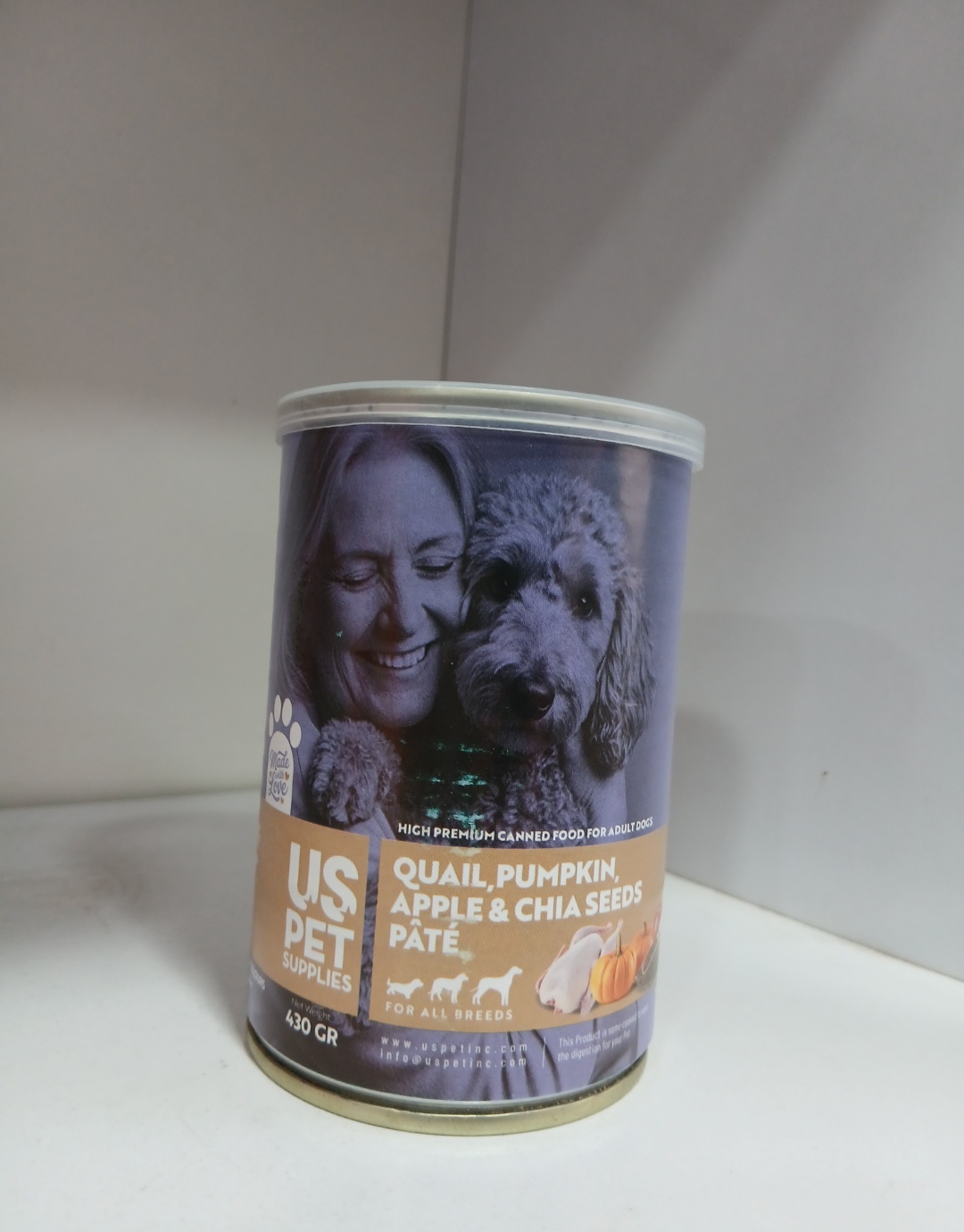 غذای گربه US Pet Supplies مدل Quail Pumpkin Apple & Chia Seeds وزن 430 گرم